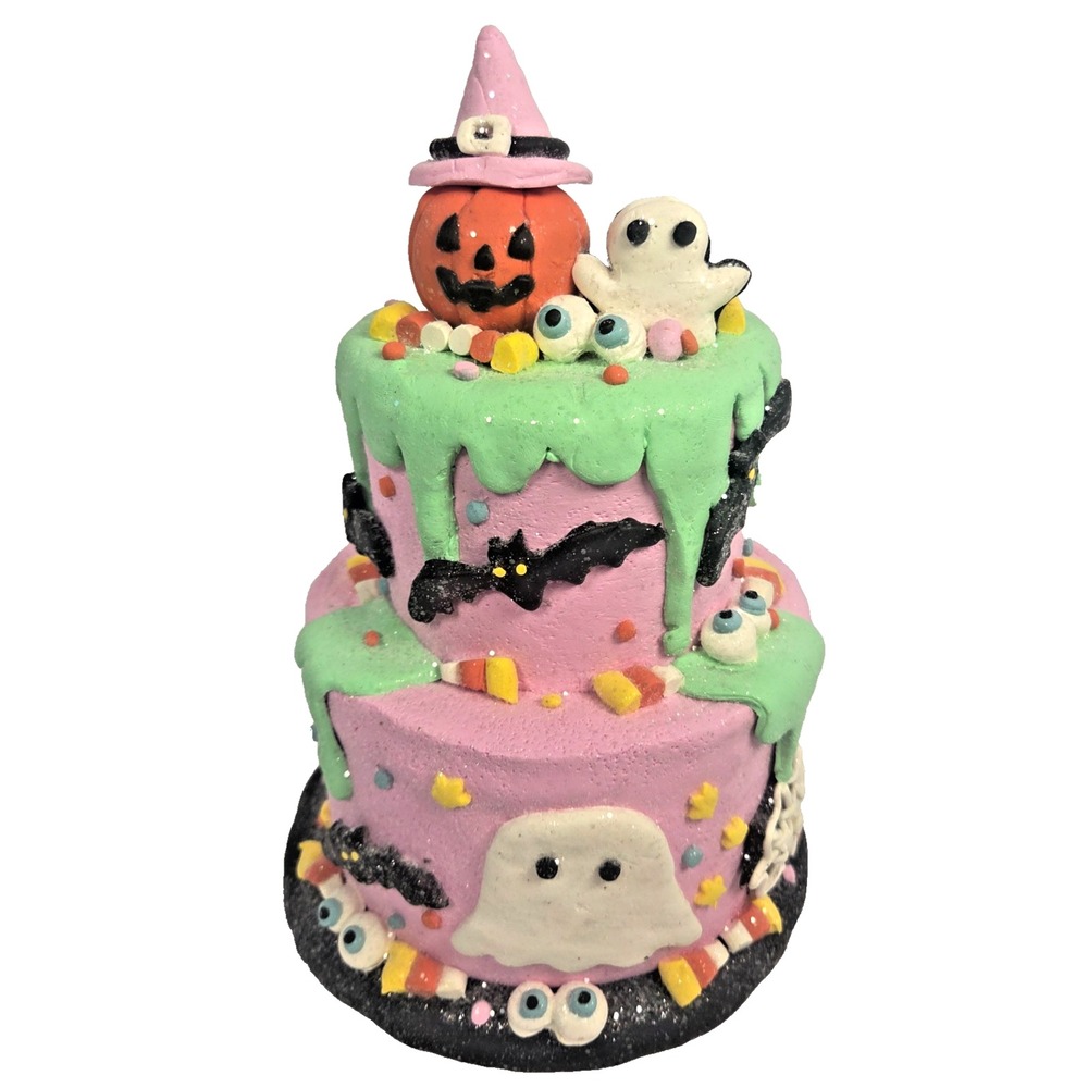 Unbranded Halloween Faux Cake Figurine Adults 10in Pink Mint New Ghost Pumpkin